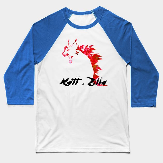 Kattzilla logo Baseball T-Shirt by Kay beany